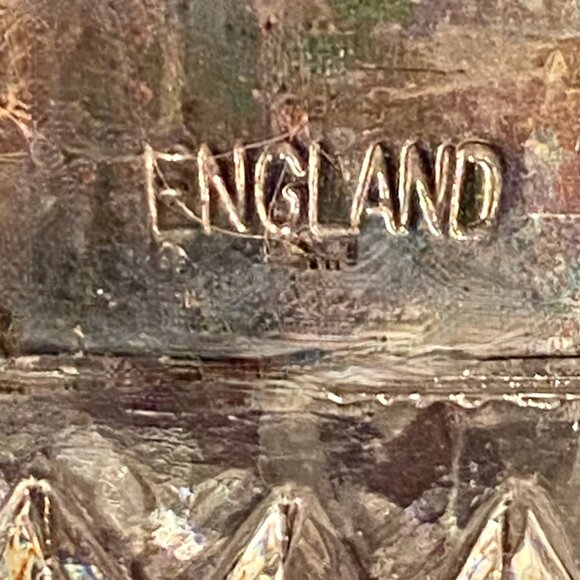 Vintage Cut Glass Bowl Sterling Silver Plated Rim c1920 FB England Rogers - Picture 6 of 7